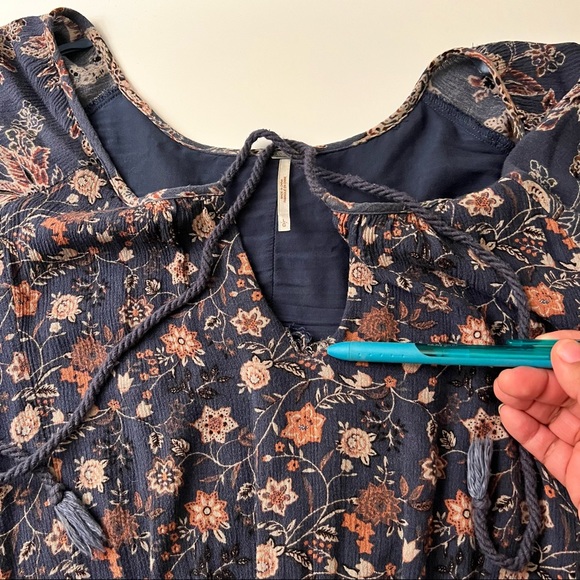 Free People Lucky Loosey Swing Dress Indigo Combo Size Large - Picture 6 of 16